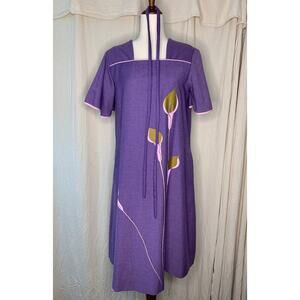 1960s Alfred Shaheen Calla Lily Easter Spring Resort Mod Flutter Sleeve Dress M